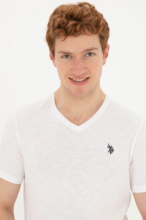 تیشرت سفید مردانه یقه هفت U.S. Polo Assn. - کد 834839585