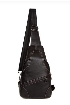 کیف کمری مشکی مردانه چرم خالص GOLDBAGS - کد 858389114