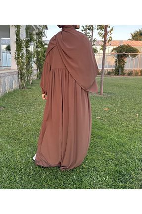 کلاه و ابایا قهوه ای زنانه پنبه پلی استر NAKŞİDİL - کد 773027582