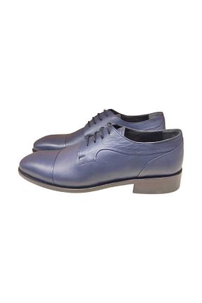 کفش کلاسیک سرمه ای مردانه چرم خالص VİYA - کد 858480641