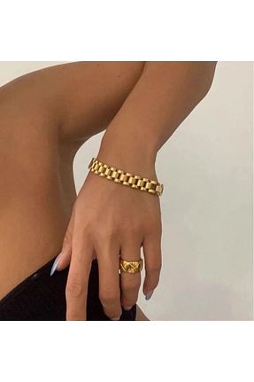 دستبند استیل (فولاد) طلائی زنانه استیل ضد زنگ BORENO - کد 744515132