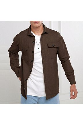 پیراهن قهوه ای مردانه اورسایز YNGMENCLASS - کد 769424279