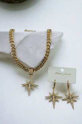ست استیل طلائی زنانه 2 تایی CanElif Accessories - کد 832322713