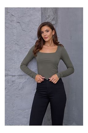 بلوز خاکی زنانه ساده Elif Özbey Butik - کد 858446226