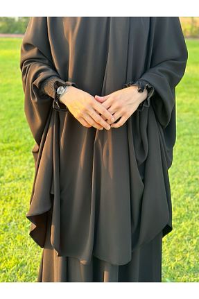 ست بالاتنه و پائین تنه حجاب مشکی زنانه گشاد NAKŞİDİL - کد 788146549