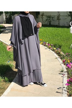 ست بالاتنه و پائین تنه حجاب طوسی زنانه رگولار NAKŞİDİL - کد 286252349