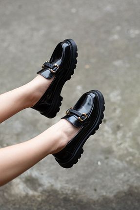 کفش لوفر مشکی زنانه چرم لاکی EREN SHOES BAG - کد 855681521