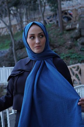 شال آبی زنانه پنبه پلی استر SAYRA - کد 847206208