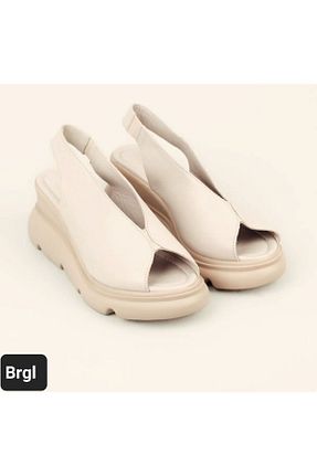 کفش پاشنه بلند پر بژ زنانه پاشنه متوسط (5-9 سانتی متر) BRGL - کد 837900412