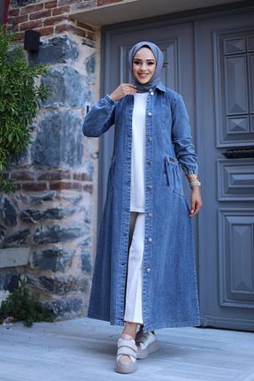 کلاه و ابایا سرمه ای زنانه جین HARMAN BUTİK - کد 858436857