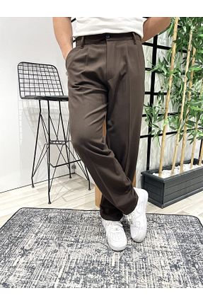 شلوار پارچه ای قهوه ای مردانه کش دار UTTBASİC - کد 784799390