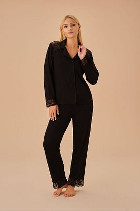 ست لباس راحتی مشکی زنانه ساده Suwen - کد 858458278