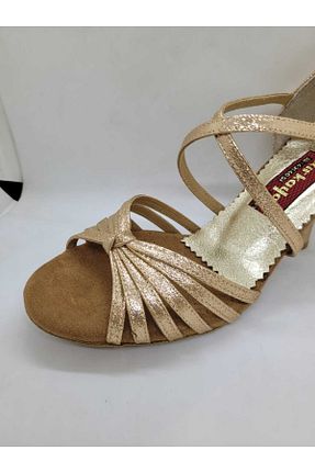 کفش پاشنه بلند کلاسیک متالیک زنانه پارچه ای DANS AYAKKABISI - کد 858467218