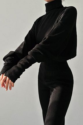 ست بالاتنه و پائین تنه مشکی زنانه تریکو WOMAN VISION - کد 858483957