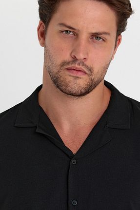پیراهن مشکی مردانه اورسایز MİRMARONİ - کد 664175040