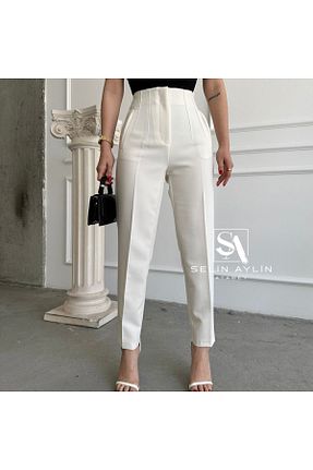 شلوار پارچه ای بژ زنانه فاق نرمال Karol - کد 834718458