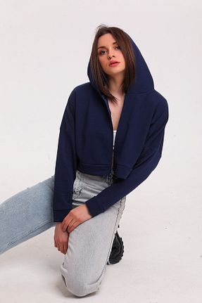 سوئیشرت سرمه ای زنانه ساده MODASMA - کد 205760617
