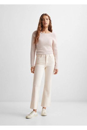 شلوار جین بژ زنانه پاچه اسپانیولی MANGO Teen - کد 788220950