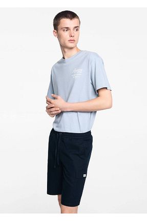 شلوارک و برمودا سرمه ای مردانه کتان MANGO Teen - کد 821478705