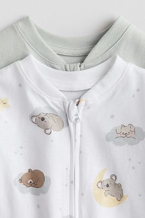 سرهمی خواب سفید بچه گانه پنبه ای H&M - کد 858377926