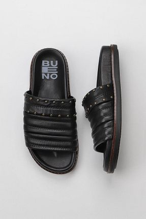دمپائی مشکی زنانه چرم خالص Bueno Shoes - کد 774536809