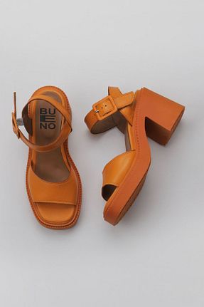 صندل نارنجی زنانه پاشنه ضخیم Bueno Shoes - کد 774835555