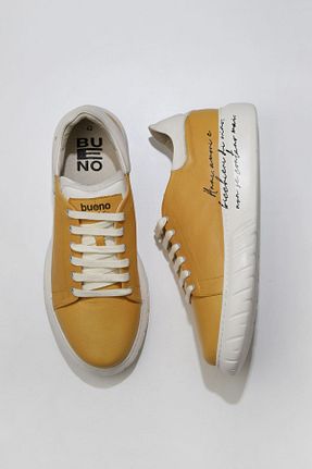 کفش اسنیکر زرد مردانه چرم اصل Bueno Shoes - کد 378978067