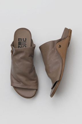 دمپائی طوسی زنانه چرم خالص Bueno Shoes - کد 680377639