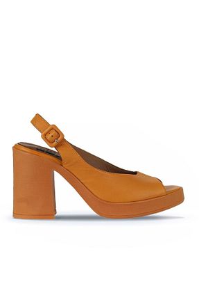 کفش پاشنه بلند کلاسیک نارنجی زنانه چرم خالص Bueno Shoes - کد 666846660
