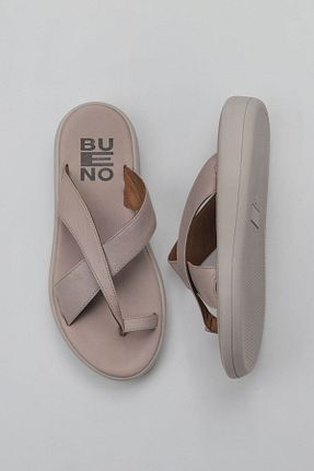 دمپائی طوسی زنانه چرم خالص Bueno Shoes - کد 774835831