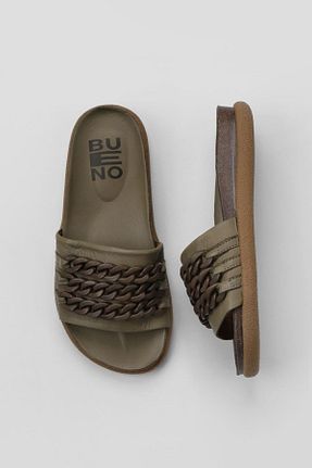 دمپائی خاکی زنانه چرم خالص Bueno Shoes - کد 774535356