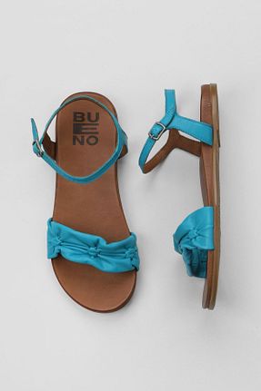 صندل فیروزه ای زنانه پاشنه تخت Bueno Shoes - کد 680107287