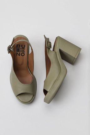 کفش پاشنه بلند کلاسیک خاکی زنانه چرم خالص Bueno Shoes - کد 666847240