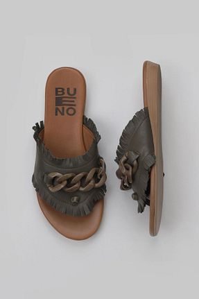 دمپائی خاکی زنانه چرم خالص Bueno Shoes - کد 680107374