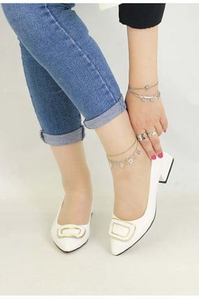 کفش کلاسیک سفید زنانه چرم مصنوعی KOCAMANLAR - کد 809856394