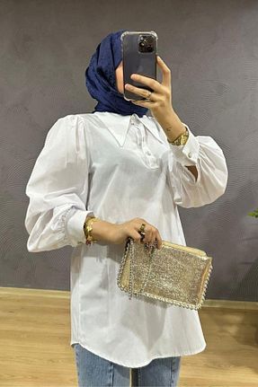 پیراهن حجاب سفید زنانه رگولار Şule Giyim - کد 753752329