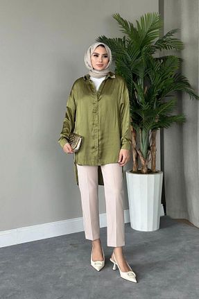 پیراهن حجاب خاکی زنانه رگولار Şule Giyim - کد 814358903