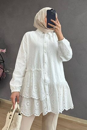 تونیک حجاب سفید زنانه بافتنی Şule Giyim - کد 801083964