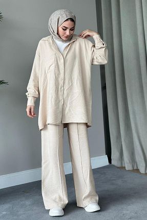 ست بالاتنه و پائین تنه حجاب بژ زنانه رگولار HAZA MODA - کد 818711422