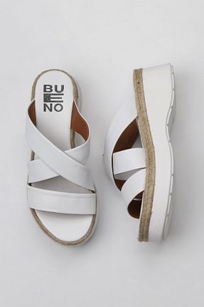 دمپائی سفید زنانه چرم خالص Bueno Shoes - کد 774836503