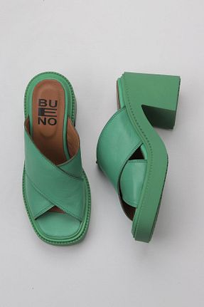 دمپائی سبز زنانه چرم خالص Bueno Shoes - کد 774836855