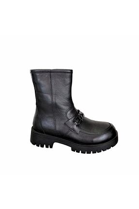 بوت / نیم بوت مشکی زنانه چرم خالص STEP MORE - کد 639286898