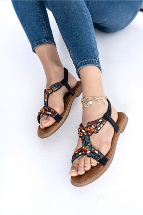 صندل مشکی زنانه پاشنه ساده پاشنه کوتاه ( 4 - 1 cm ) کد 828418940