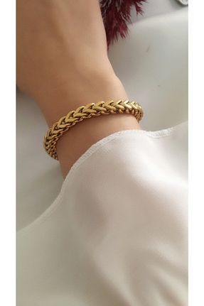دستبند استیل (فولاد) طلائی زنانه استیل ضد زنگ SERAMOR - کد 217641215