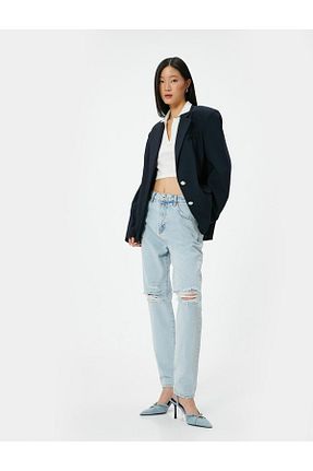 شلوار جین مشکی زنانه پاچه لوله تفنگی Koton - کد 858412037
