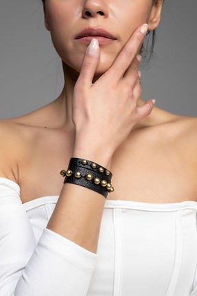 دستبند جواهر قهوه ای زنانه چرم خالص DENİZ TASARIM - کد 126565667
