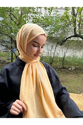 شال زرد زنانه پنبه ای shalby - کد 858492966