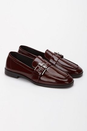 کفش کژوال زرشکی زنانه چرم خالص ezmoda - کد 853621388