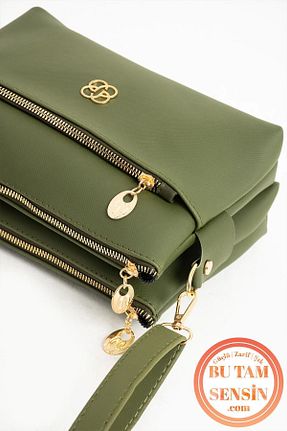 کیف دوشی خاکی زنانه چرم مصنوعی Bu Tam Sensin - کد 834381970