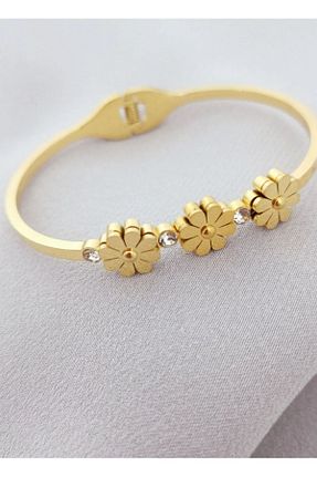 دستبند استیل (فولاد) طلائی زنانه استیل ضد زنگ brctaki - کد 858491214